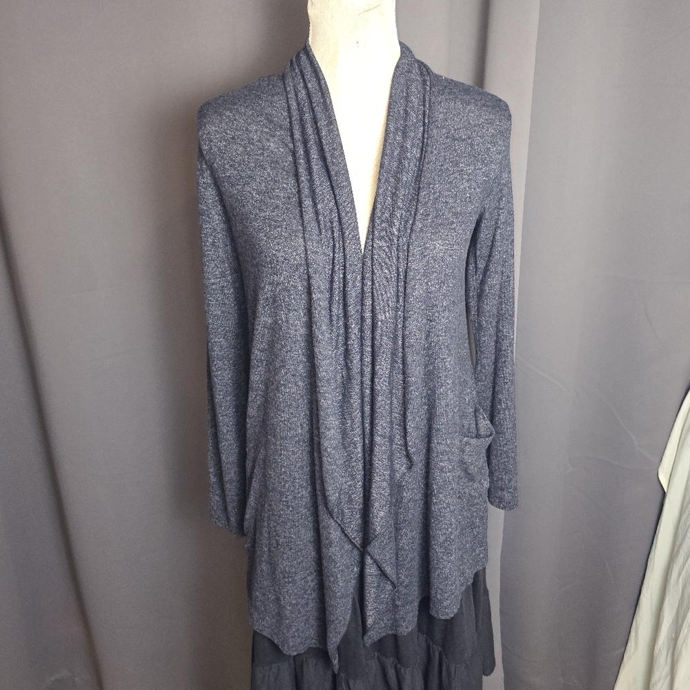 Bobeau Women’s Drape Open Front‎ Cardigan Sweater Gray Long Sleeve XS